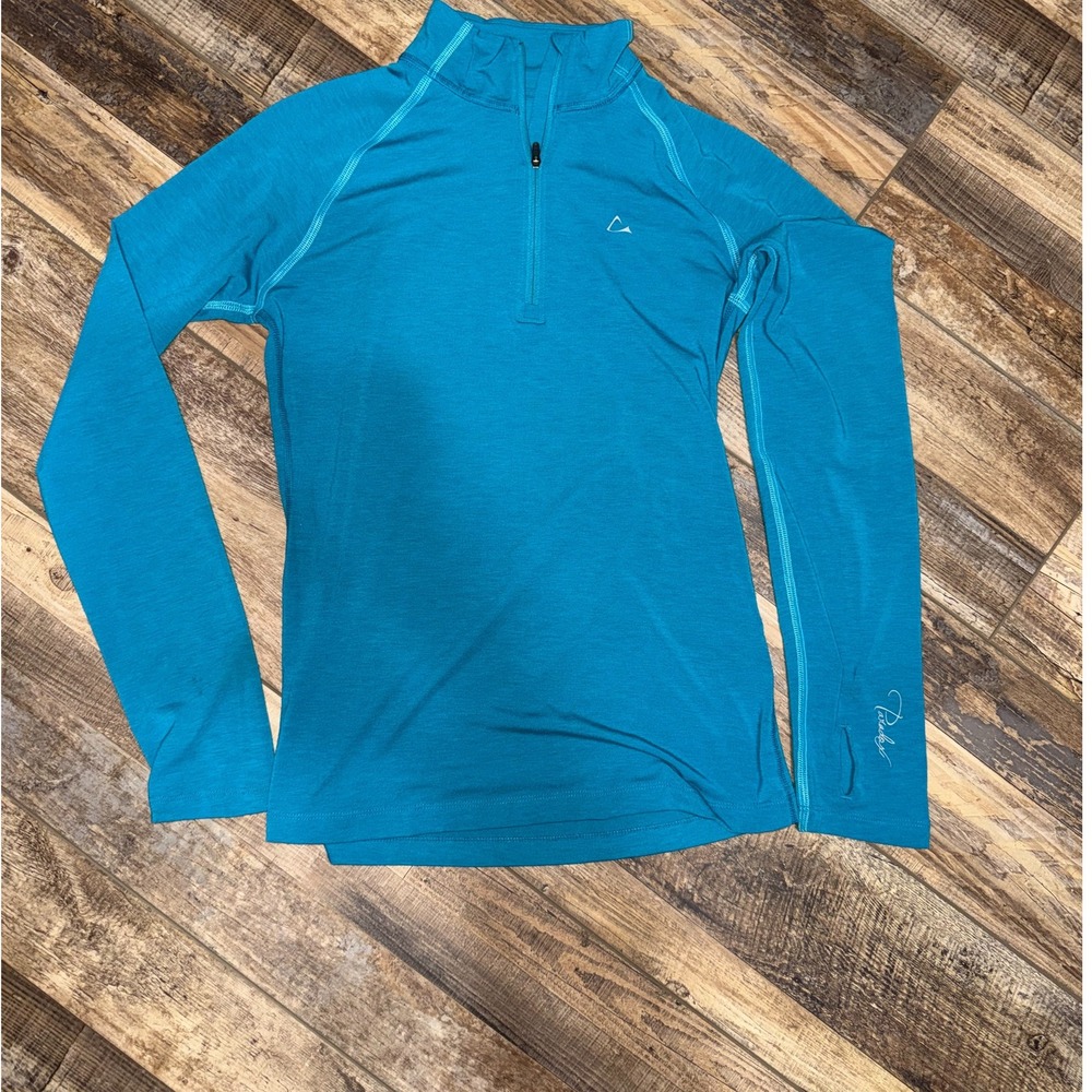 Paradox Women's Merino Blend Quarter Zip Long Sleeve Top Teal Size S